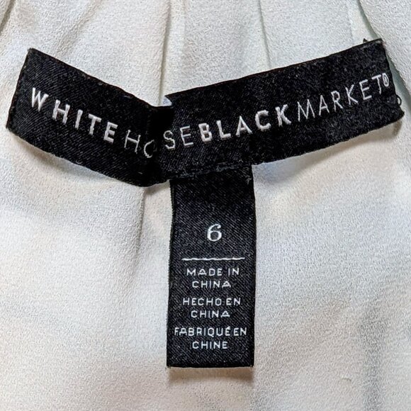 White House Black Market Floral Print Ruffle Shell in Ecru w/ Blue Mirage - Picture 2 of 9